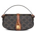 Céline - Clutch on Strap Tabou in Triomphe Canvas and Calfskin - Tan - Bag - Céline Exclusive Collection