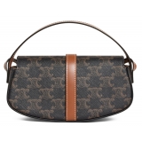 Céline - Clutch on Strap Tabou in Triomphe Canvas and Calfskin - Tan - Bag - Céline Exclusive Collection