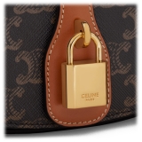 Céline - Clutch on Strap Tabou in Triomphe Canvas and Calfskin - Tan - Bag - Céline Exclusive Collection