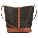 Céline - Medium Bucket in Triomphe Canvas and Calfskin - Tan - Bag - Céline Exclusive Collection