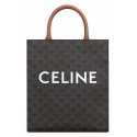 Céline - Borsa Cabas Verticale Piccola in Tela Triomphe e Pelle di Vitello - Tan - Borsa - Céline Exclusive Collection