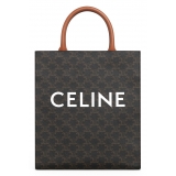 Céline - Borsa Cabas Verticale Piccola in Tela Triomphe e Pelle di Vitello - Tan - Borsa - Céline Exclusive Collection