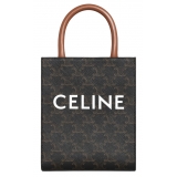 Céline - Borsa Cabas Verticale Mini in Tela Triomphe e Pelle di Vitello con Stampa - Tan - Borsa - Exclusive Collection