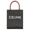 Céline - Mini Vertical Cabas in Triomphe Canvas and Calfskin with Celine Print - Tan - Bag - Céline Exclusive Collection