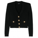 Balmain - Buttoned Knit Crop Cardigan - Black - Balmain Exclusive Luxury Collection