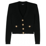 Balmain - Buttoned Knit Crop Cardigan - Black - Balmain Exclusive Luxury Collection