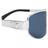 Céline - Occhiali da Sole Triomphe Metal 04 in Metallo - Argento Blu - Occhiali da Sole - Céline Eyewear