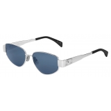 Céline - Occhiali da Sole Triomphe Metal 04 in Metallo - Argento Blu - Occhiali da Sole - Céline Eyewear