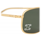 Céline - Triomphe Rhinestone 02 Sunglasses in Metal with Crystals - Gold Green - Sunglasses - Céline Eyewear