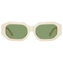 The Attico - Blake Angular Sunglasses in Ivory and Green - Sunglasses - Official - The Attico Eyewear by Linda Farrow