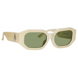 The Attico - Blake Angular Sunglasses in Ivory and Green - Sunglasses - Official - The Attico Eyewear by Linda Farrow