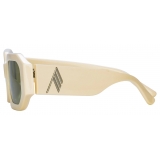 The Attico - Blake Angular Sunglasses in Ivory and Green - Sunglasses - Official - The Attico Eyewear by Linda Farrow