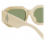 The Attico - Blake Angular Sunglasses in Ivory and Green - Sunglasses - Official - The Attico Eyewear by Linda Farrow