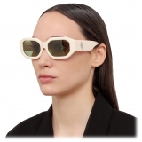 The Attico - Blake Angular Sunglasses in Ivory and Green - Sunglasses - Official - The Attico Eyewear by Linda Farrow