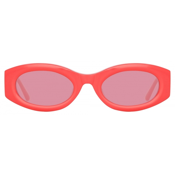 The Attico - Berta Oval Sunglasses in Coral - Sunglasses - Official - The Attico Eyewear by Linda Farrow