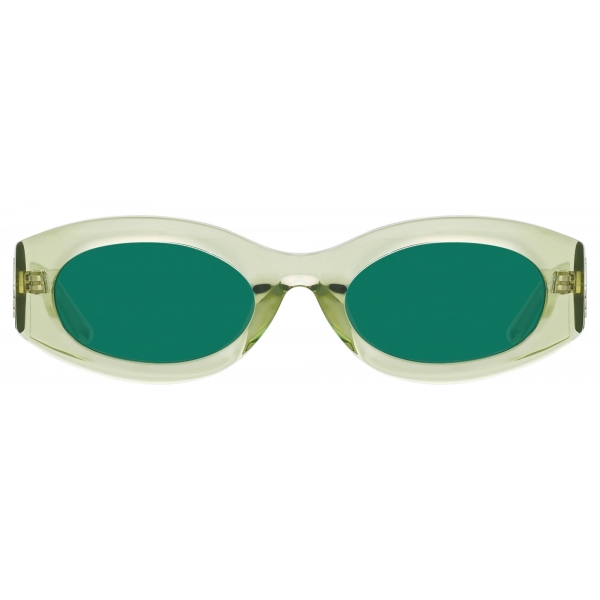 The Attico - Berta Oval Sunglasses in Lime - Sunglasses - Official - The Attico Eyewear by Linda Farrow