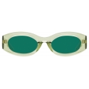 The Attico - Berta Oval Sunglasses in Lime - Sunglasses - Official - The Attico Eyewear by Linda Farrow