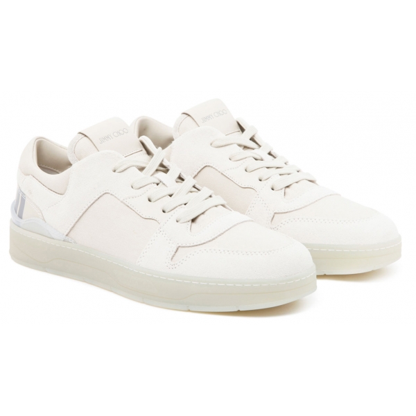 Jimmy Choo - Sneakers Basse Florent in Pelle di Vitello - Bianco Beige - Jimmy Choo Exclusive Luxury Collection