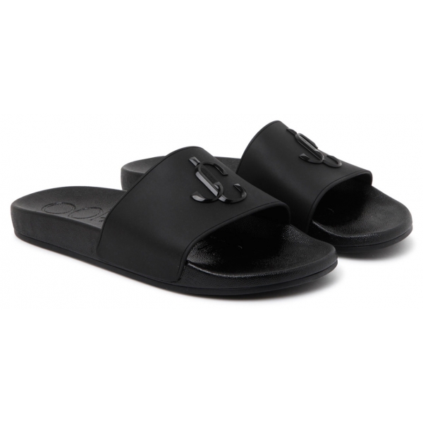 Jimmy Choo - Port Monogram Logo Slides - Black - Jimmy Choo Exclusive Luxury Collection