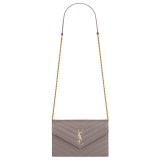 Yves Saint Laurent - Cassandre Envelope Chain Wallet in Grain De Poudre Leather - Fog - Saint Laurent Exclusive Collection