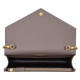 Yves Saint Laurent - Cassandre Envelope Chain Wallet in Grain De Poudre Leather - Fog - Saint Laurent Exclusive Collection