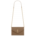 Yves Saint Laurent - Cassandre Envelope Chain Wallet in Grain De Poudre Leather - Taupe - Exclusive Collection