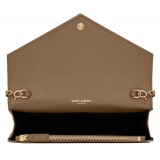 Yves Saint Laurent - Cassandre Envelope Chain Wallet in Grain De Poudre Leather - Taupe - Exclusive Collection