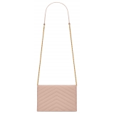 Yves Saint Laurent - Cassandre Envelope Chain Wallet in Grain De Poudre Leather - Pale Pink - Exclusive Collection