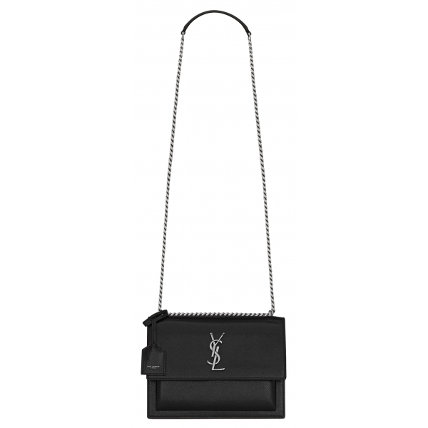 Yves Saint Laurent - Sunset Media in Pelle Goffrata Corteccia - Nero - Saint Laurent Exclusive Collection