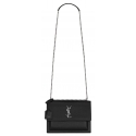 Yves Saint Laurent - Sunset Medium in Coated-Bark Leather - Black - Saint Laurent Exclusive Collection