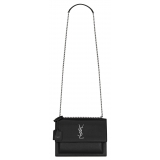 Yves Saint Laurent - Sunset Media in Pelle Goffrata Corteccia - Nero - Saint Laurent Exclusive Collection