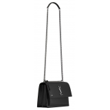 Yves Saint Laurent - Sunset Medium in Coated-Bark Leather - Black - Saint Laurent Exclusive Collection