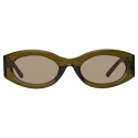 The Attico - Berta Oval Sunglasses in Olive - Sunglasses - Official - The Attico Eyewear by Linda Farrow