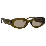 The Attico - Berta Oval Sunglasses in Olive - Sunglasses - Official - The Attico Eyewear by Linda Farrow