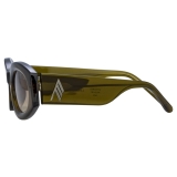 The Attico - Berta Oval Sunglasses in Olive - Sunglasses - Official - The Attico Eyewear by Linda Farrow