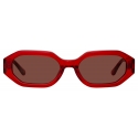 The Attico - Irene Angular Sunglasses in Red and Brown - Sunglasses - Official - The Attico Eyewear by Linda Farrow