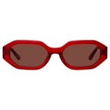 The Attico - Irene Angular Sunglasses in Red and Brown - Sunglasses - Official - The Attico Eyewear by Linda Farrow