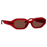 The Attico - Irene Angular Sunglasses in Red and Brown - Sunglasses - Official - The Attico Eyewear by Linda Farrow