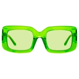 The Attico - Jorja Rectangular Sunglasses in Green - Sunglasses - Official - The Attico Eyewear by Linda Farrow