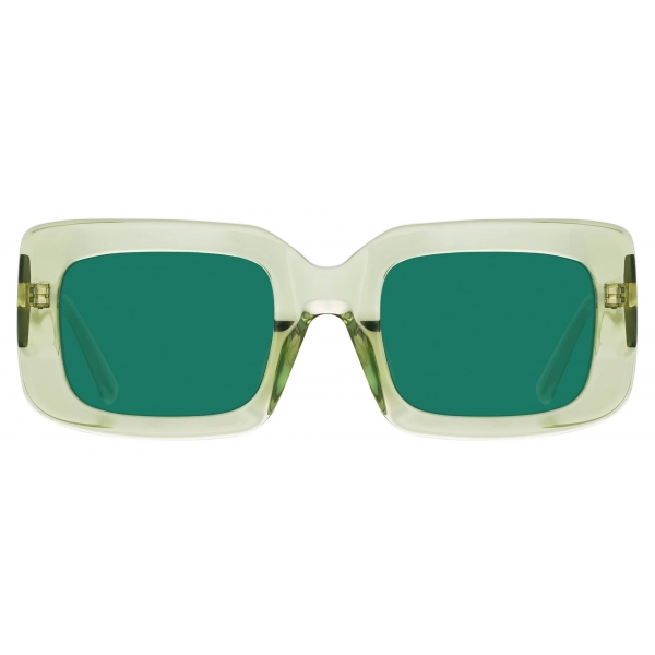 The Attico - Jorja Rectangular Sunglasses in Lime - Sunglasses - Official - The Attico Eyewear by Linda Farrow