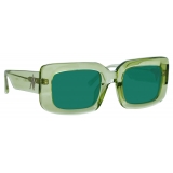 The Attico - Jorja Rectangular Sunglasses in Lime - Sunglasses - Official - The Attico Eyewear by Linda Farrow