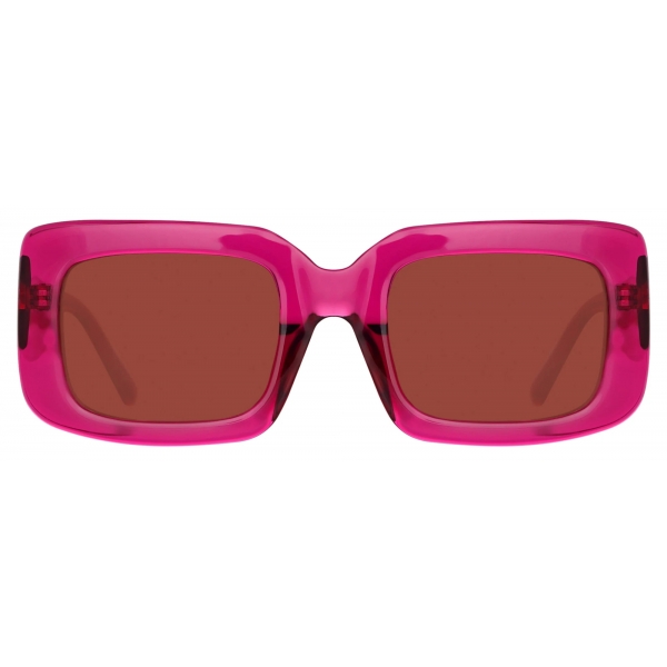 The Attico - Jorja Rectangular Sunglasses in Maroon - Sunglasses - Official - The Attico Eyewear by Linda Farrow