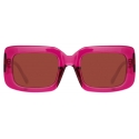 The Attico - Jorja Rectangular Sunglasses in Maroon - Sunglasses - Official - The Attico Eyewear by Linda Farrow