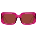 The Attico - Jorja Rectangular Sunglasses in Maroon - Sunglasses - Official - The Attico Eyewear by Linda Farrow