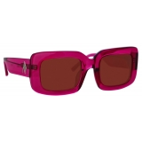 The Attico - Jorja Rectangular Sunglasses in Maroon - Sunglasses - Official - The Attico Eyewear by Linda Farrow