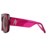 The Attico - Jorja Rectangular Sunglasses in Maroon - Sunglasses - Official - The Attico Eyewear by Linda Farrow