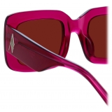 The Attico - Jorja Rectangular Sunglasses in Maroon - Sunglasses - Official - The Attico Eyewear by Linda Farrow