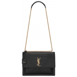 Yves Saint Laurent - Sunset Large in Crocodile-Embossed Leather - Black - Saint Laurent Exclusive Collection