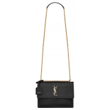 Yves Saint Laurent - Sunset Medium in Crocodile-Embossed Leather - Black - Saint Laurent Exclusive Collection