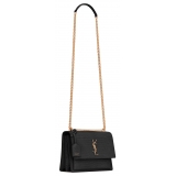 Yves Saint Laurent - Sunset Medium in Crocodile-Embossed Leather - Black - Saint Laurent Exclusive Collection